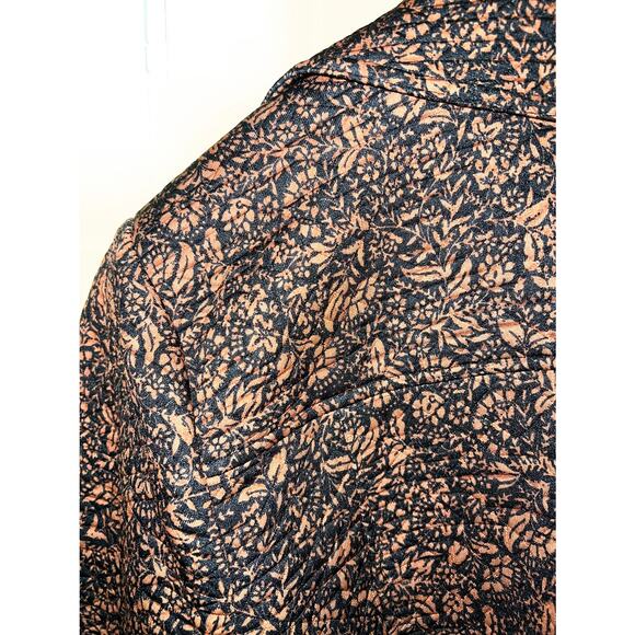 Isaac Mizrahi Live PLUS 1X MOTO JACKET Quilted Floral Print Brown Black QVC NEW - Picture 8 of 11